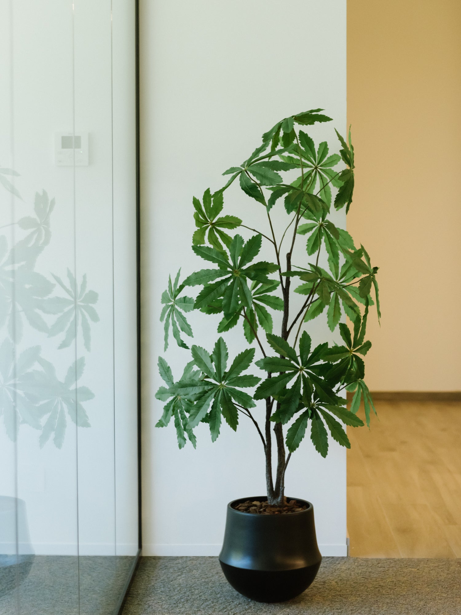 Groene kunstplant in een pot voor een kantoor